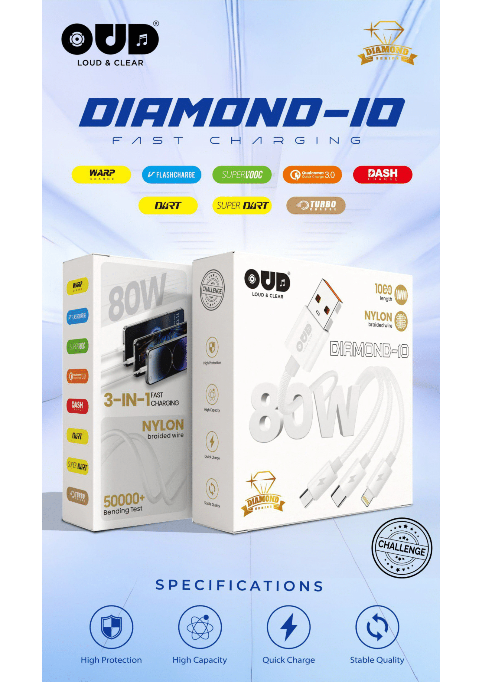DIAMOND-10 OUD Challenge Data Cable 3 IN 1